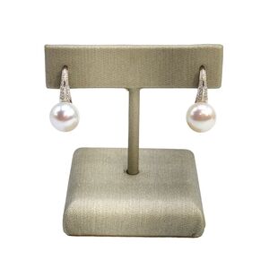 925 Sterling‎ Silver White Flat Cultured Freshwater Pearl Hook Earrings NEW